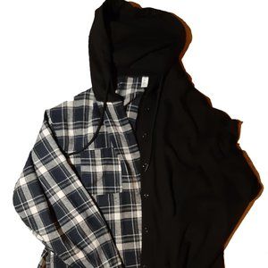 half-and-half Long-Sleeved Shirt with Hood